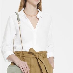 Xirena Gauzy 100% Cotton Button Up White Scout Shirt Sz XS Lagenlook Minimalist